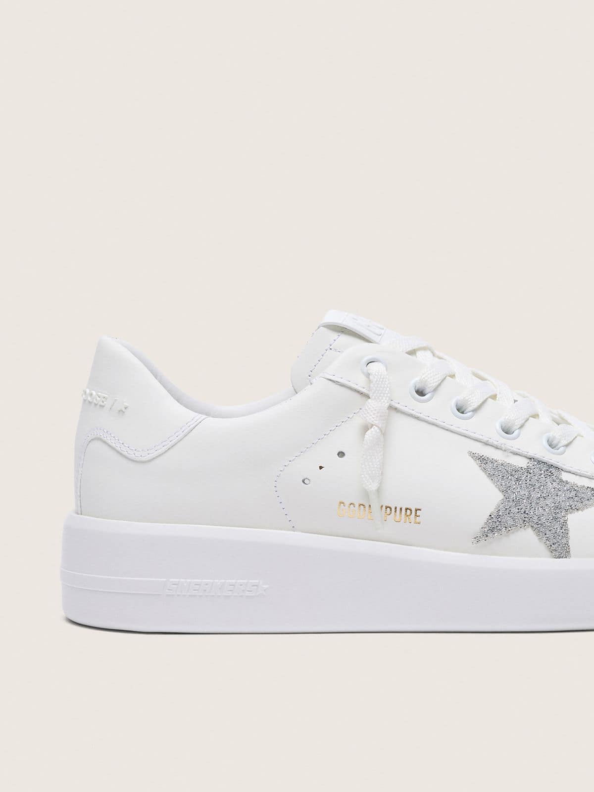 Women's Purestar in white leather with silver Swarovski crystal star