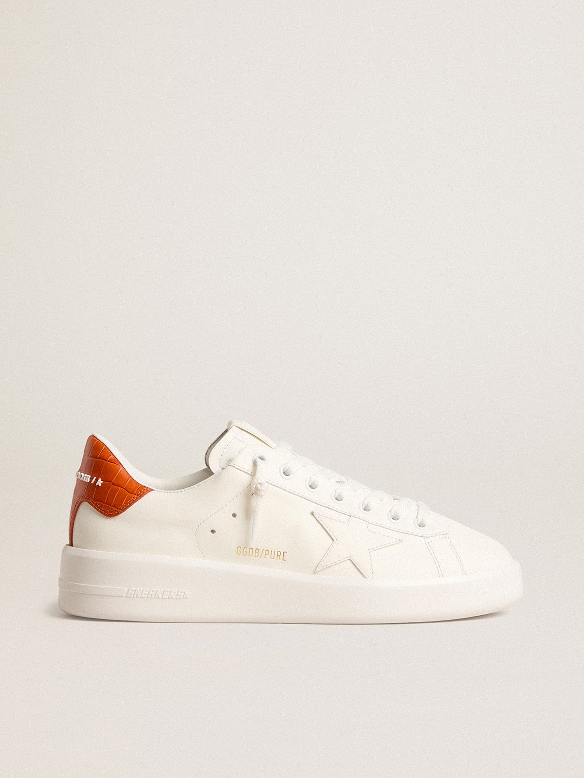 Women's Purestar with white leather star and orange heel tab