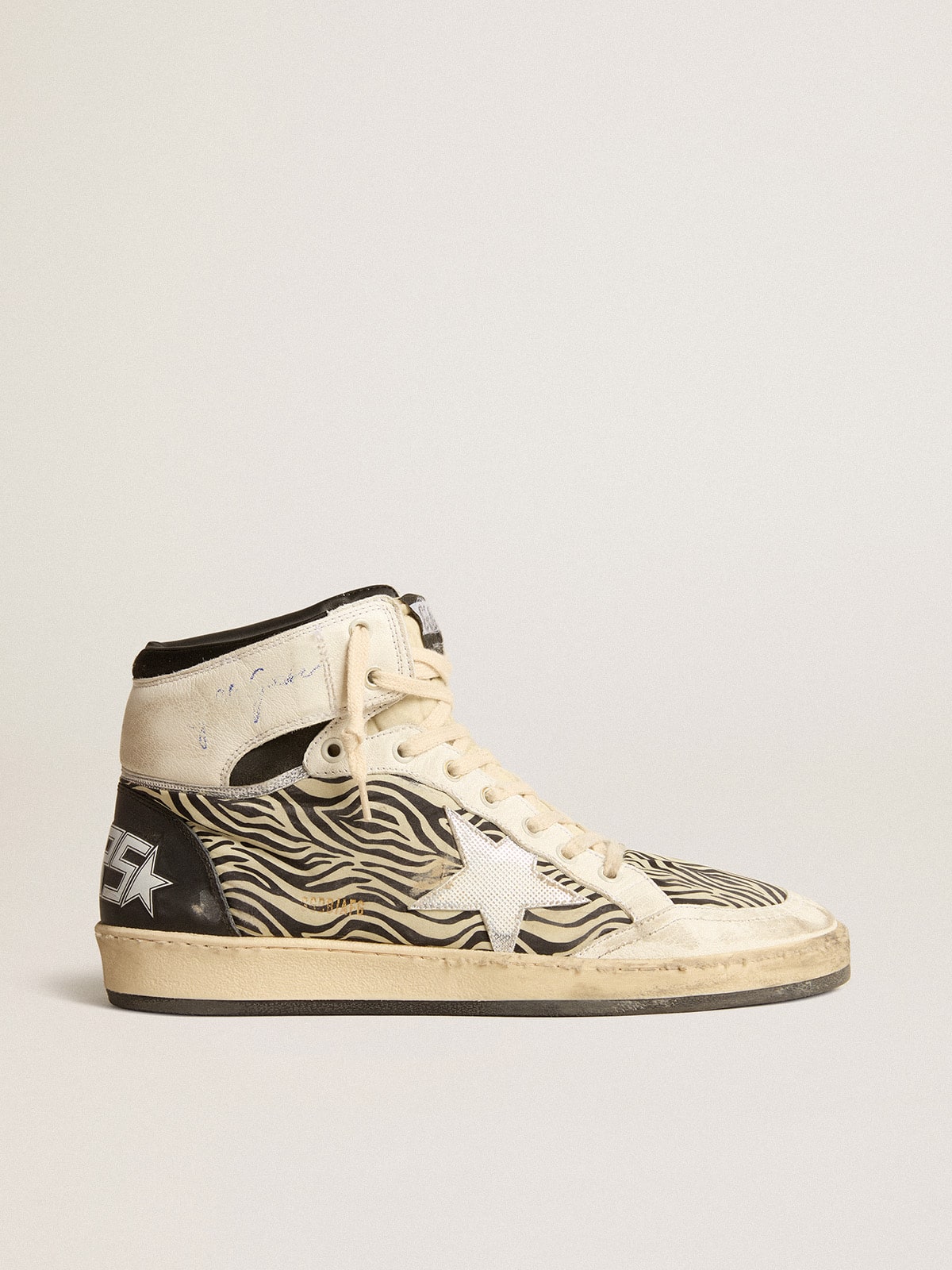 Women's Sky-Star LAB in zebra nappa with textured silver leather star