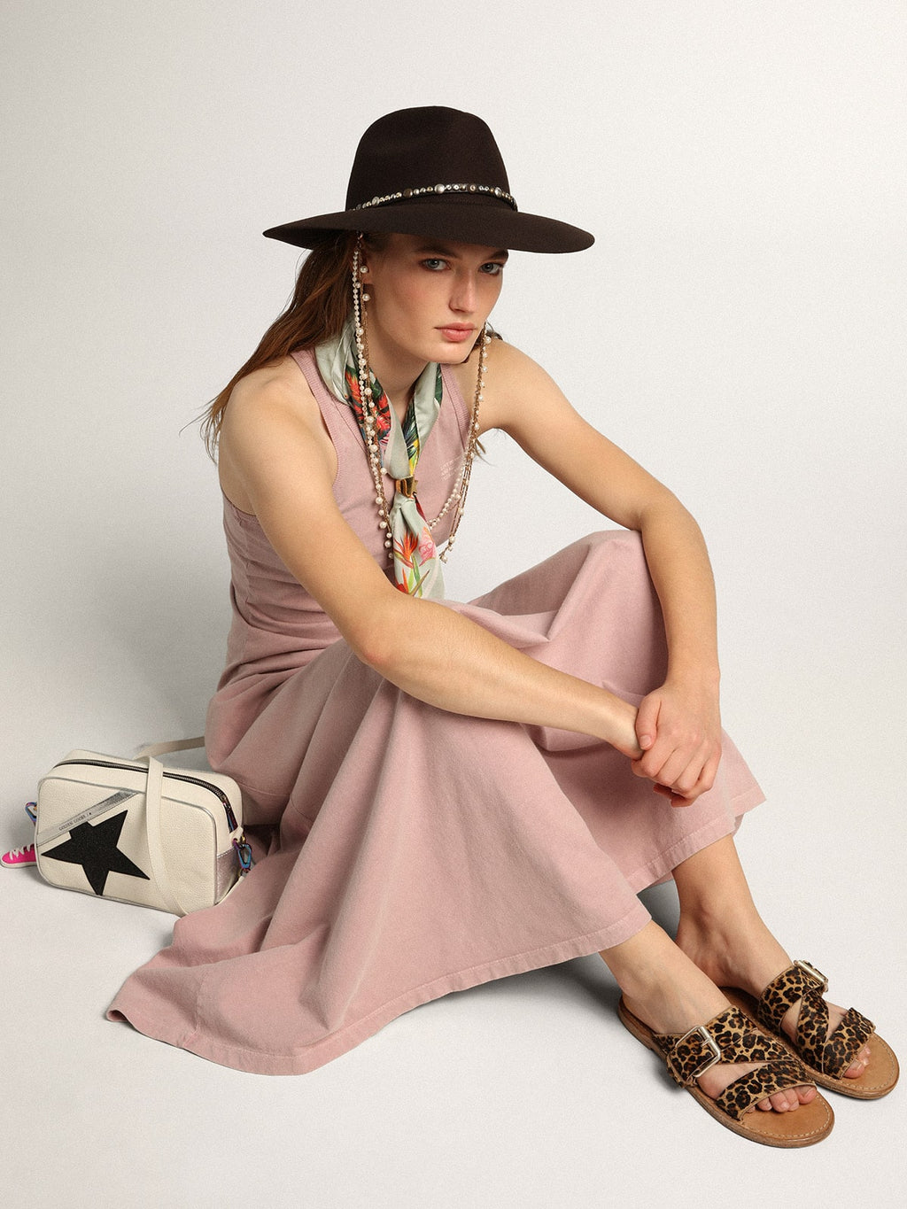 Margaret flat sandals in leopard-print pony skin