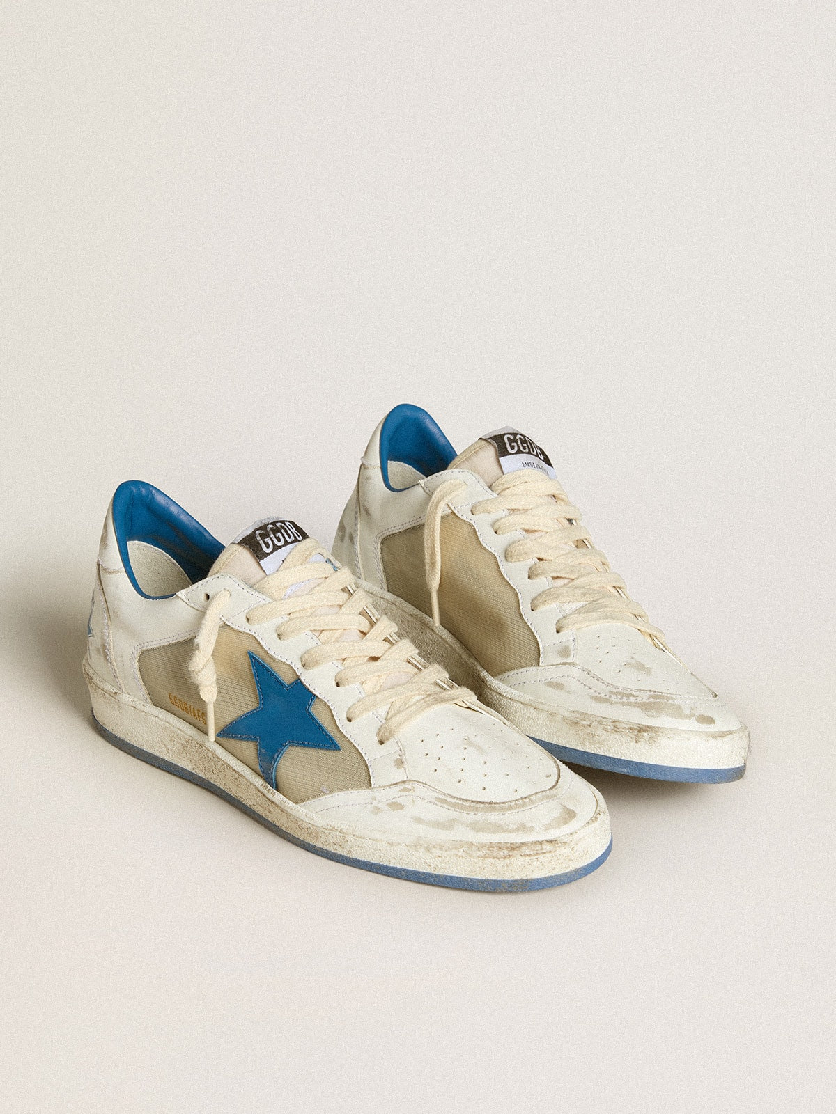 Women's Ball Star LAB in white leather with light blue leather star and white heel tab