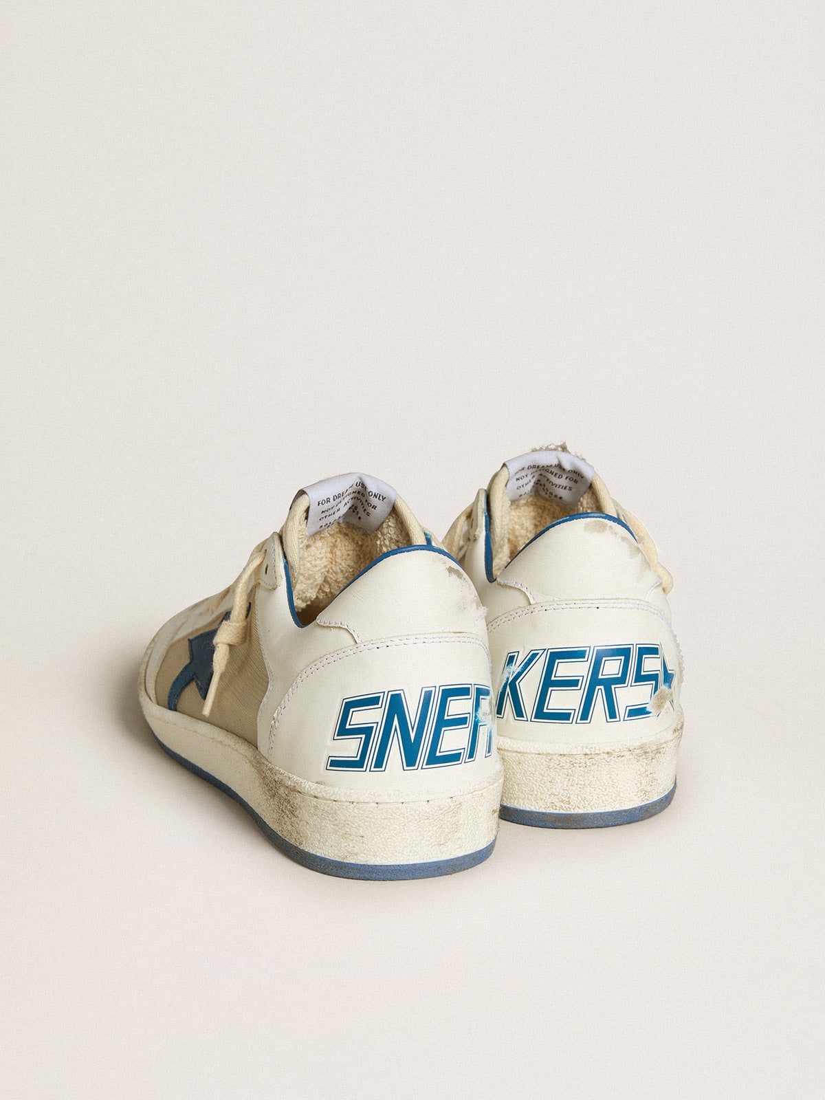 Women's Ball Star LAB in white leather with light blue leather star and white heel tab