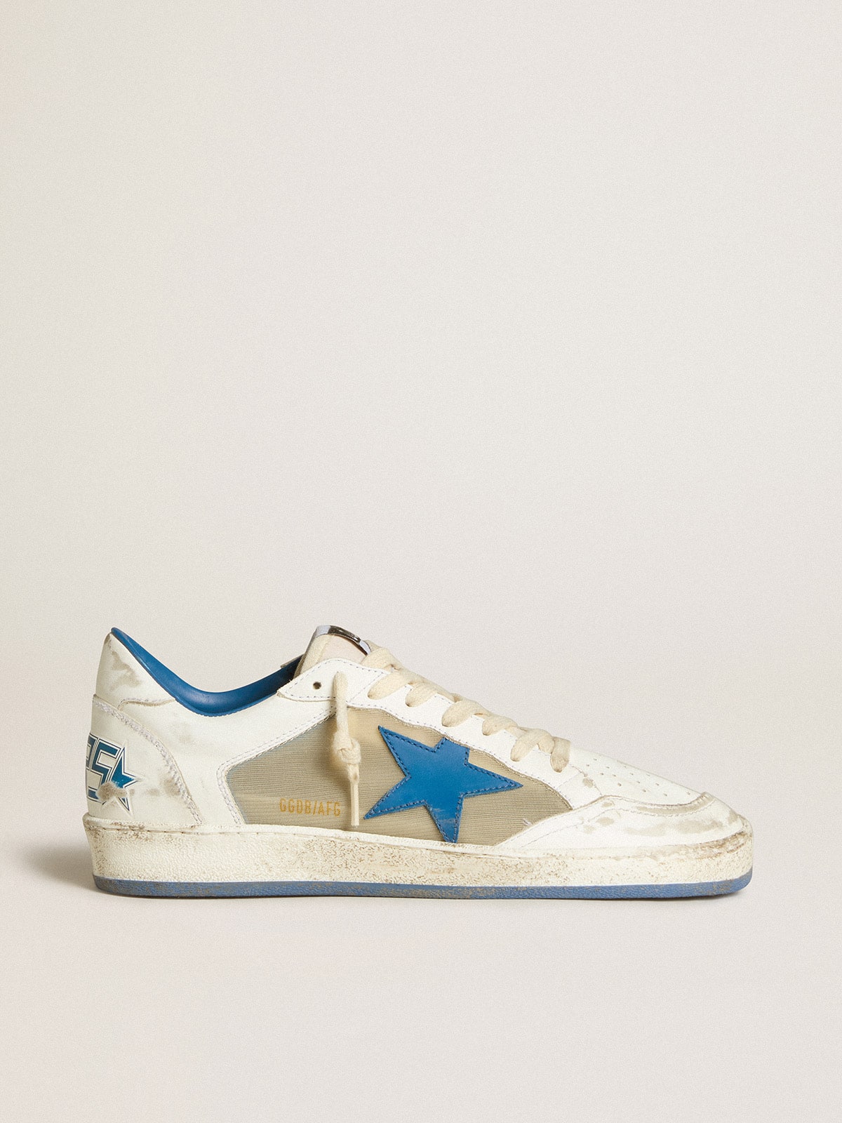 Women's Ball Star LAB in white leather with light blue leather star and white heel tab