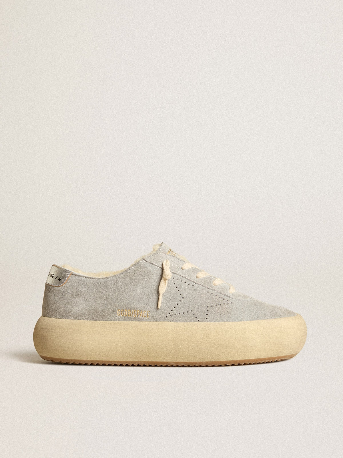 Women's Space-Star shoes in ice-gray suede with shearling lining