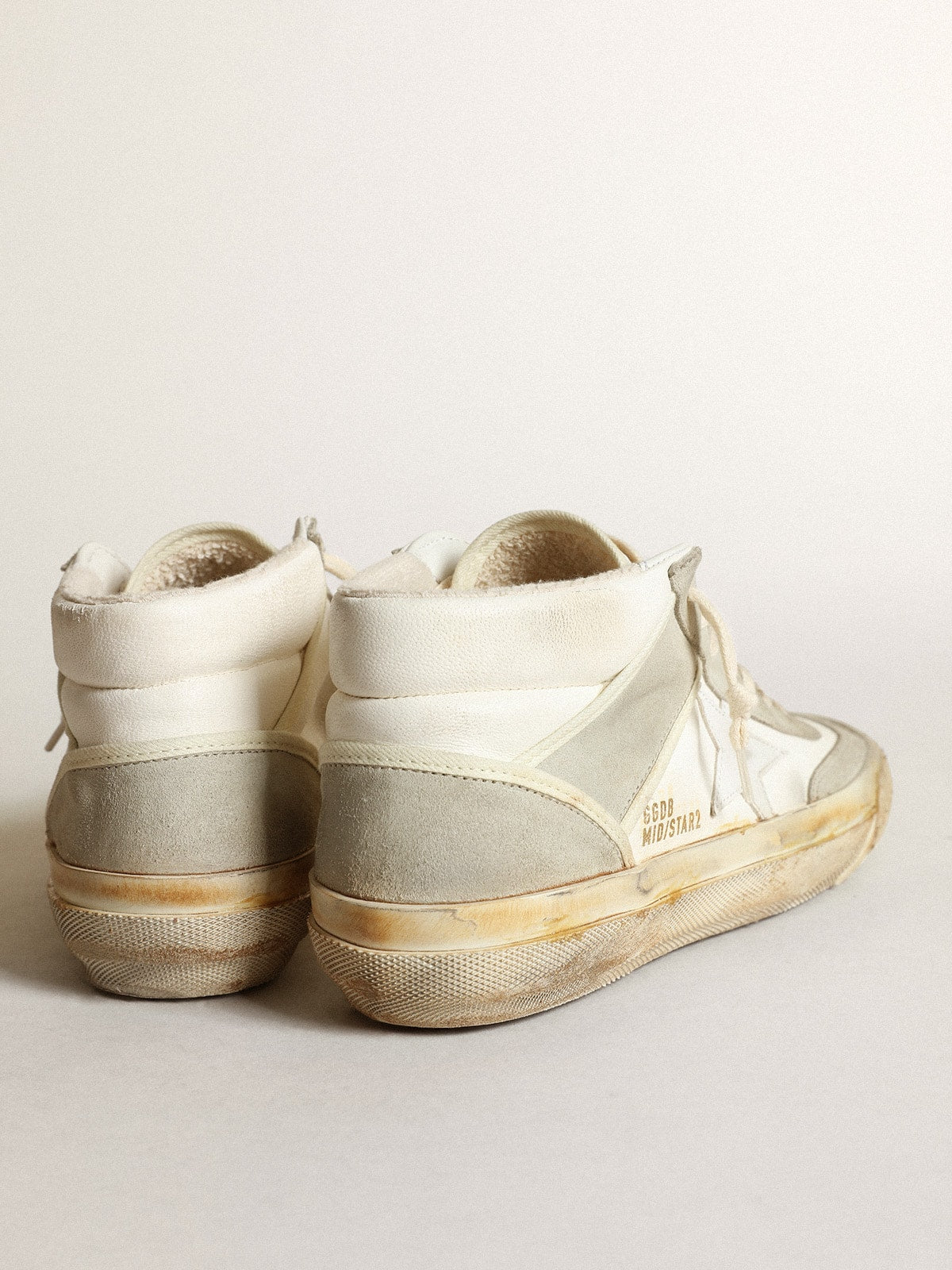 Women's Mid Star sneakers with ice-gray suede inserts and white leather star
