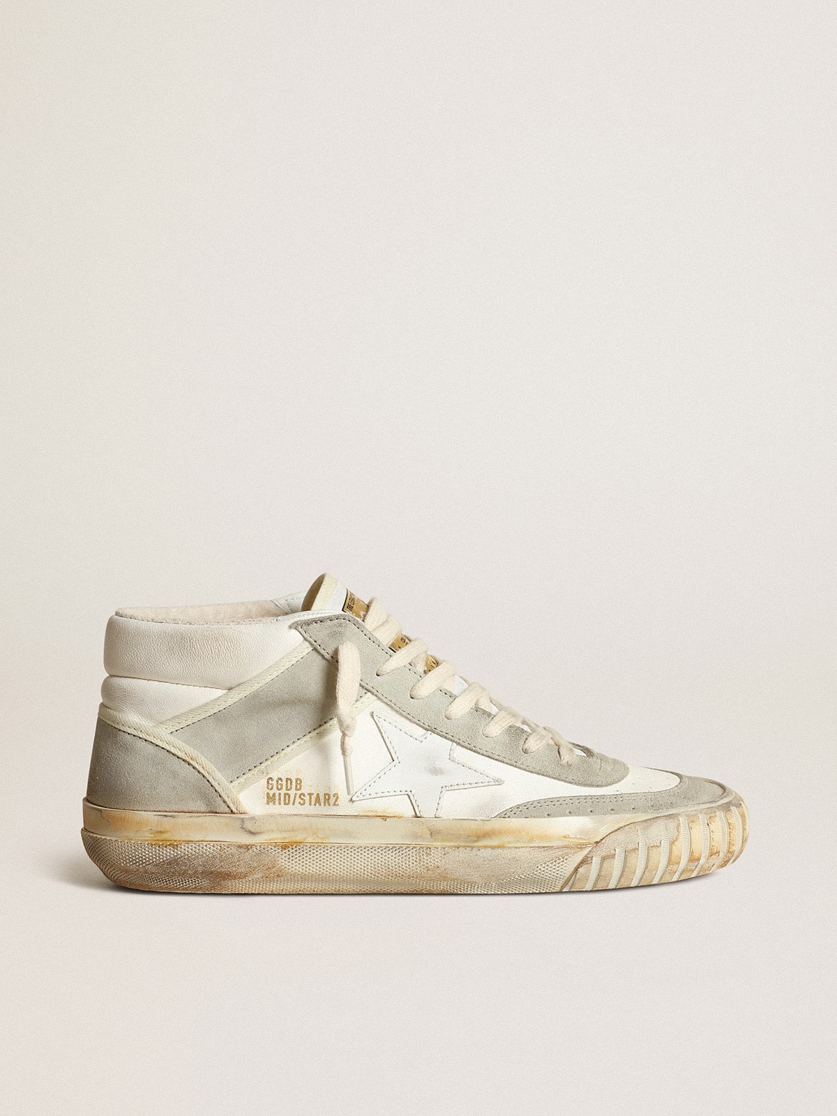 Women's Mid Star sneakers with ice-gray suede inserts and white leather star