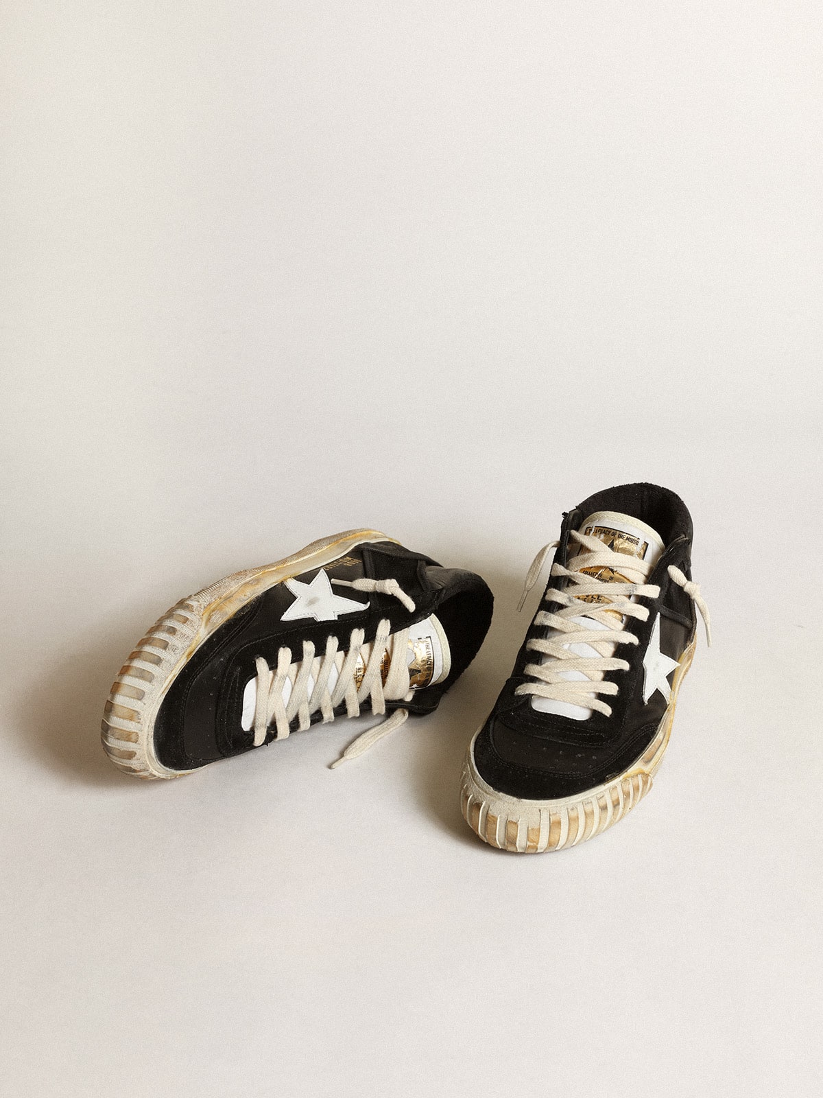 Women's Mid Star in black nappa and suede with white leather star