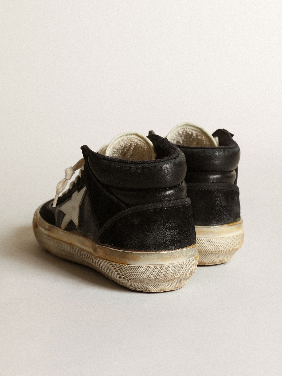 Women's Mid Star in black nappa and suede with white leather star
