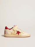 Women's Ball Star LAB in cream-colored nappa with red suede star