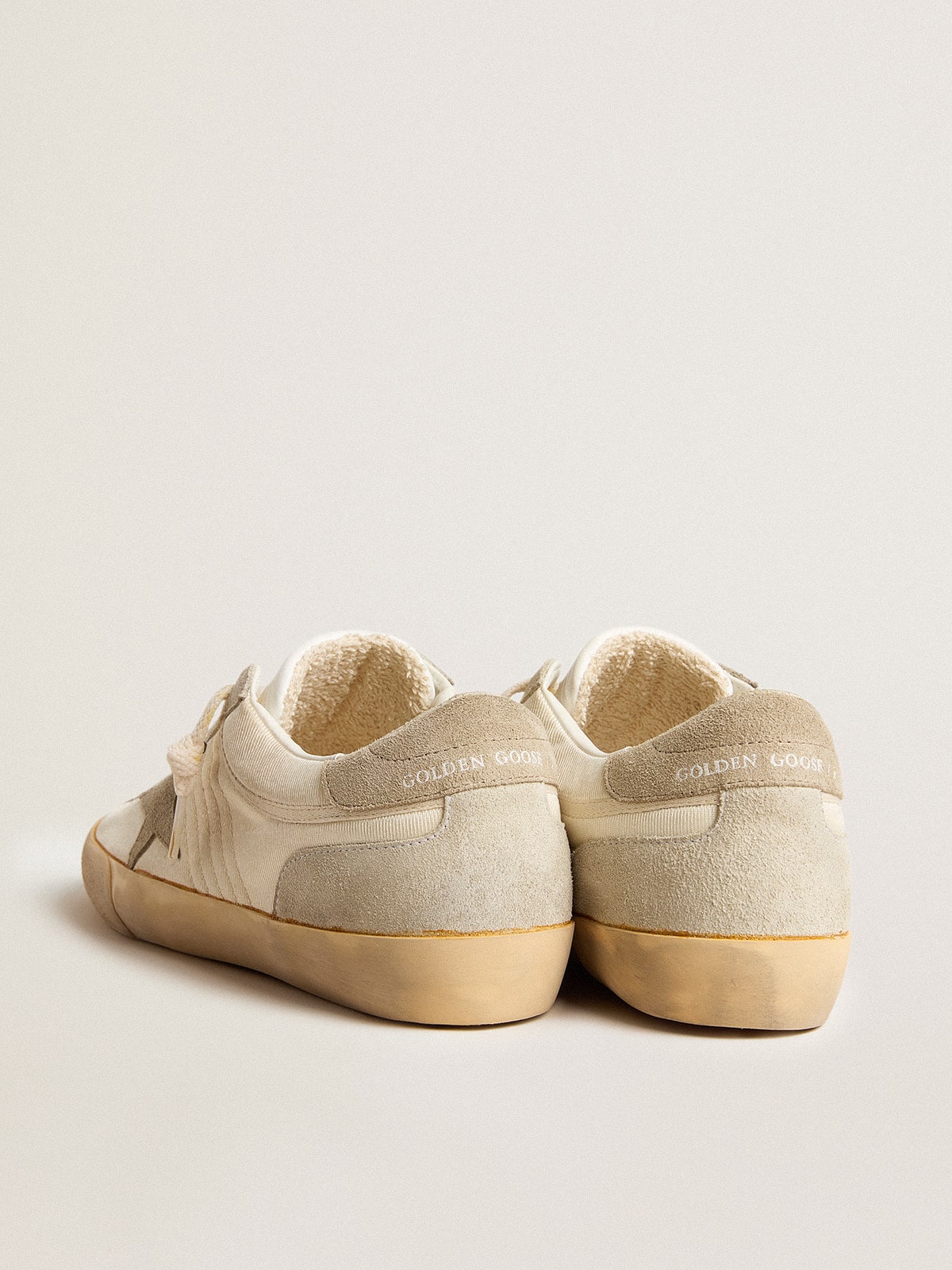 Women's Super-Star LAB in nylon with dove-gray star and ice-gray suede inserts