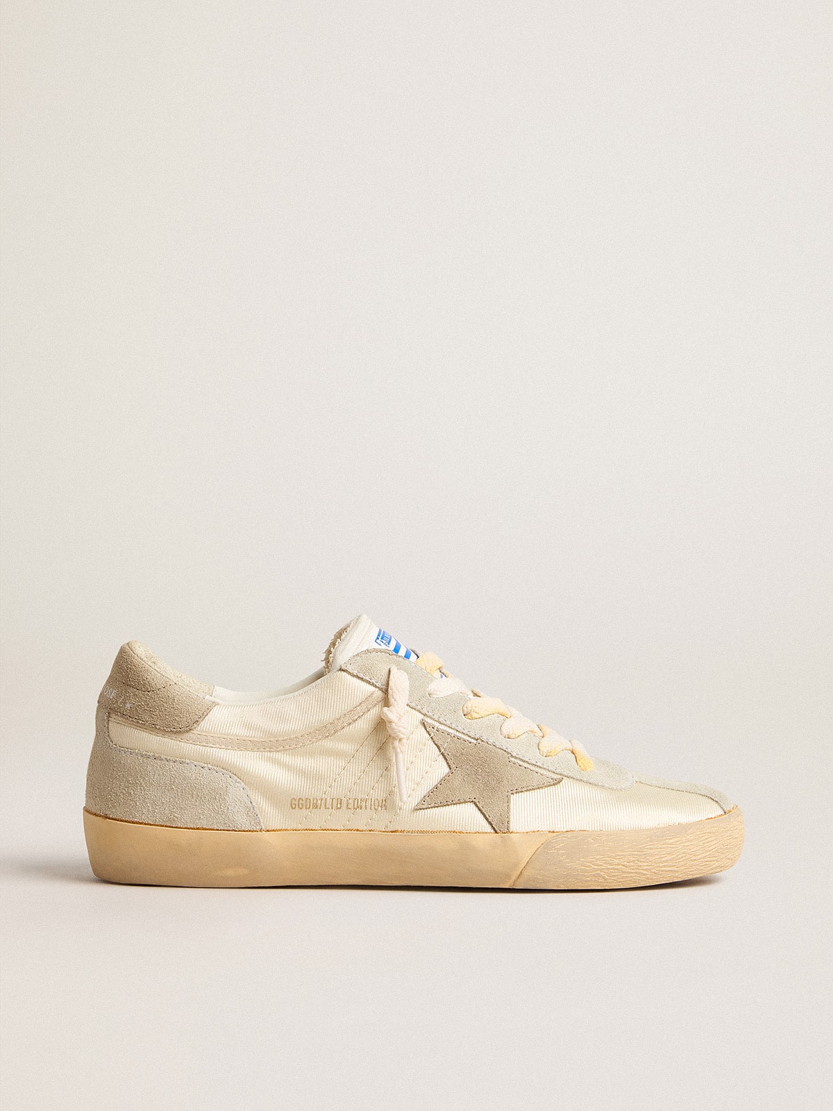 Women's Super-Star LAB in nylon with dove-gray star and ice-gray suede inserts