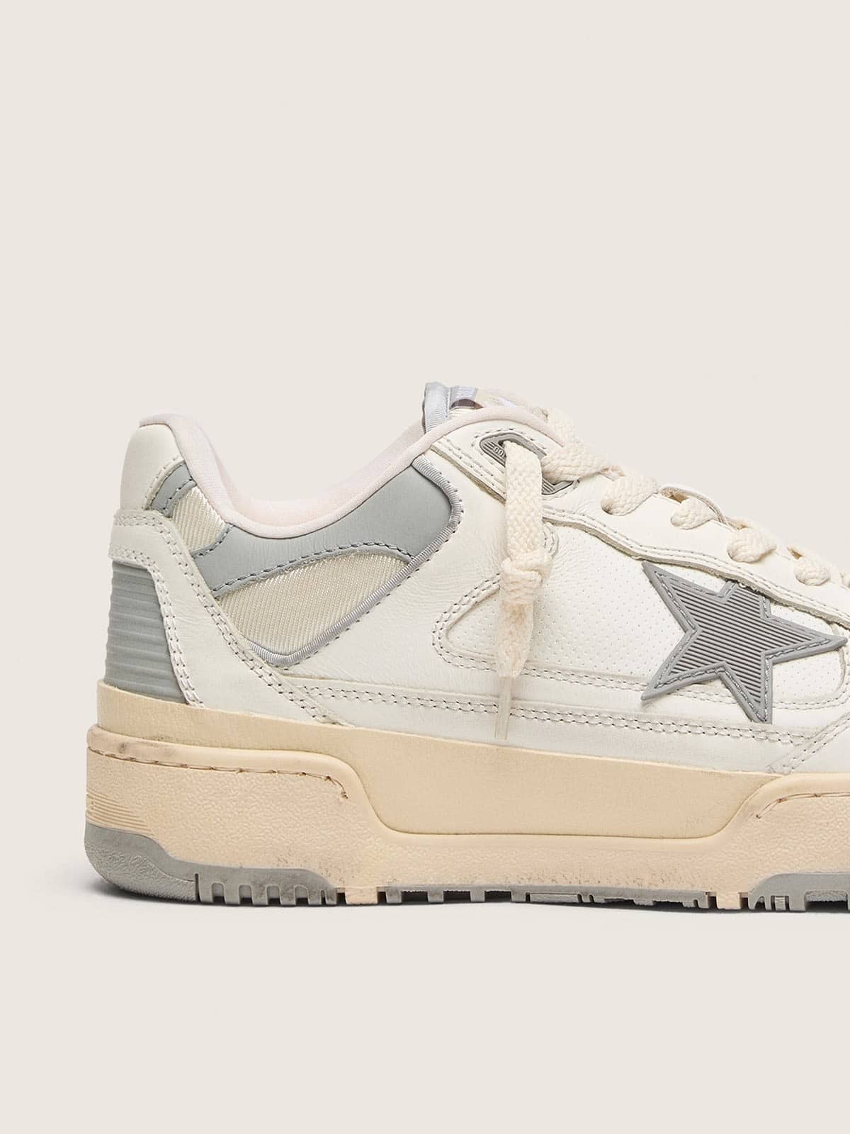 Women's Forty2 with grey star and white leather heel tab