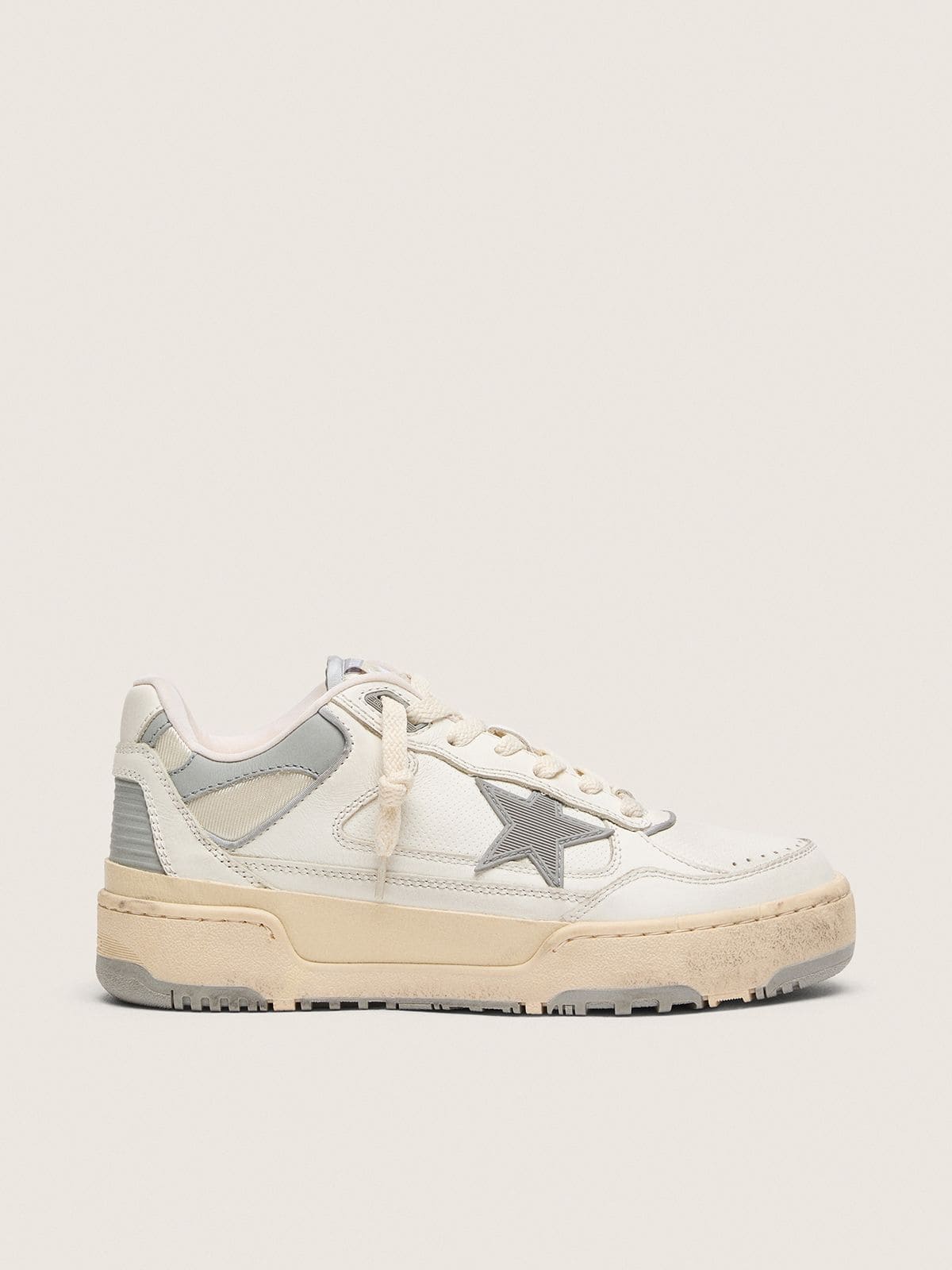 Women's Forty2 with grey star and white leather heel tab