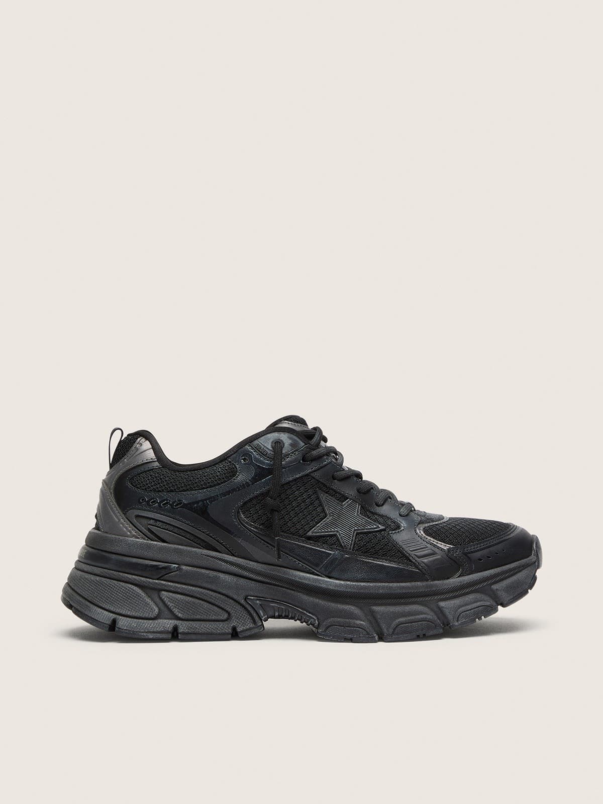 Women's Lightstar with black leather and mesh upper and black star