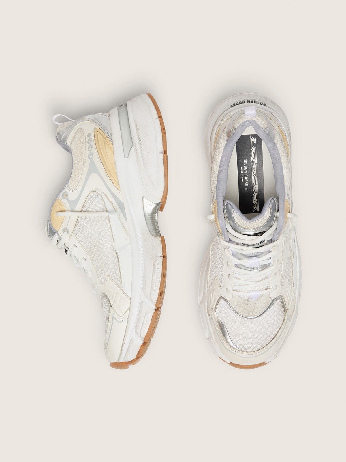 Women's Lightstar in white leather and mesh with worn-white star