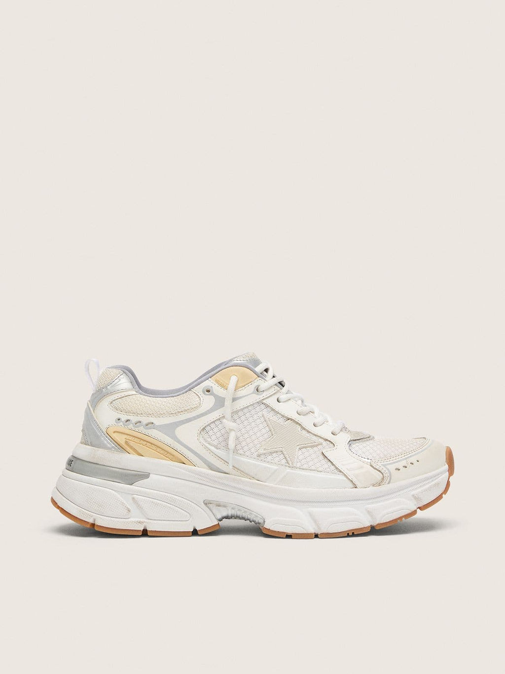Women's Lightstar in white leather and mesh with worn-white star