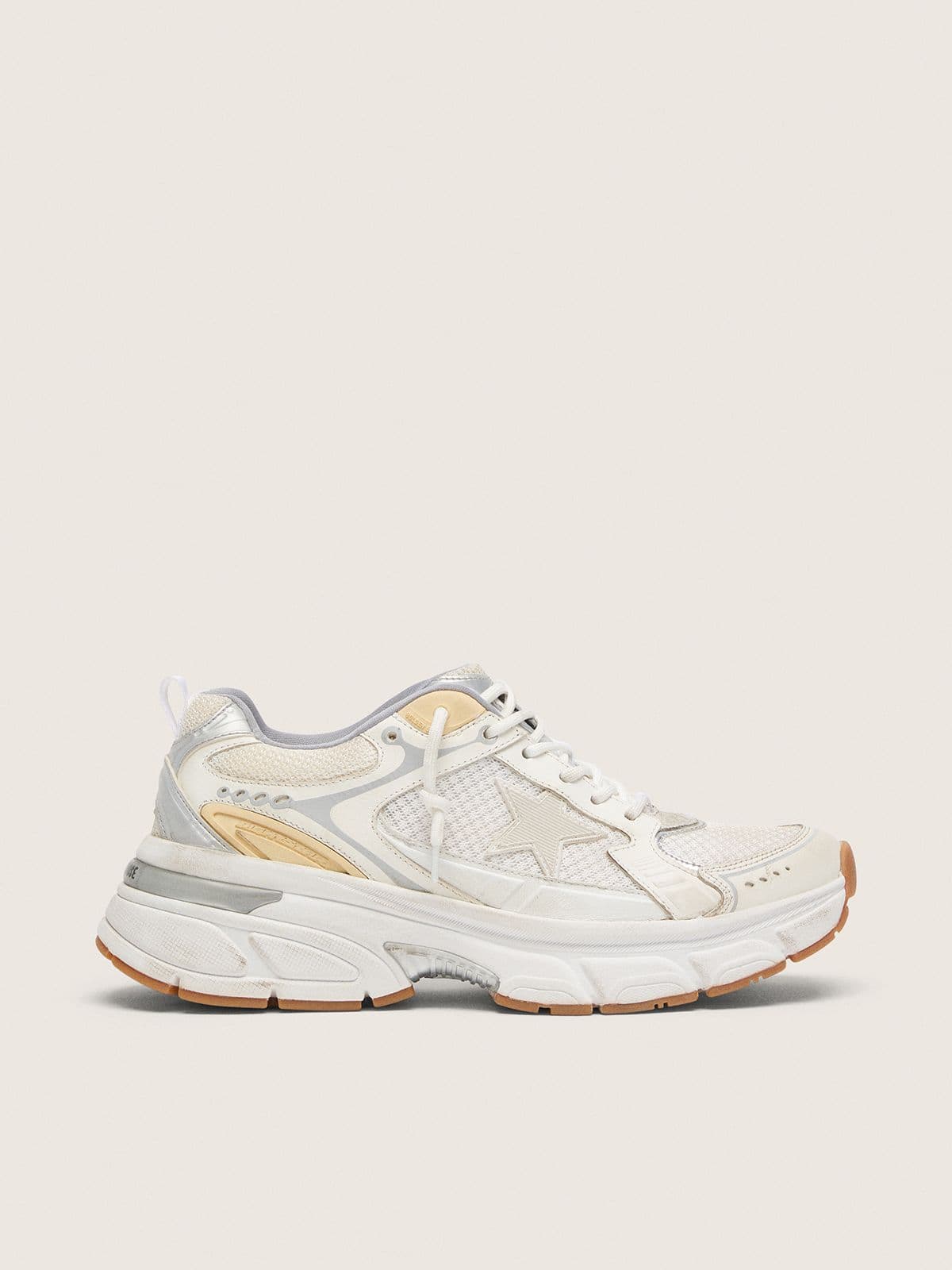 Women's Lightstar in white leather and mesh with worn-white star