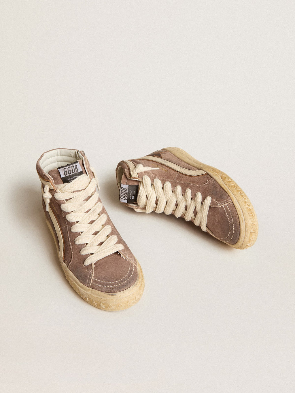Women's Slide LTD in brown suede with leather star and flash