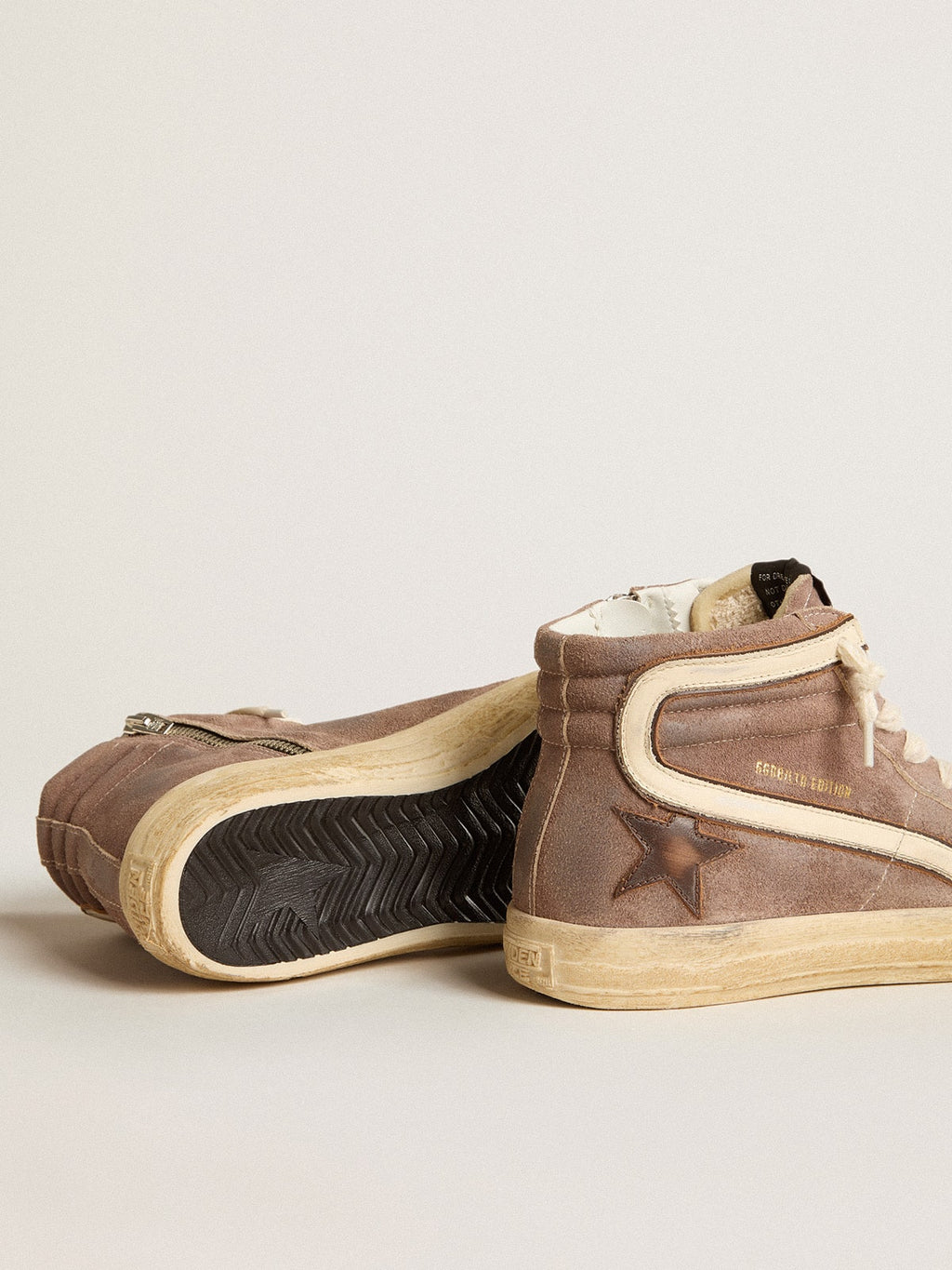 Women's Slide LTD in brown suede with leather star and flash