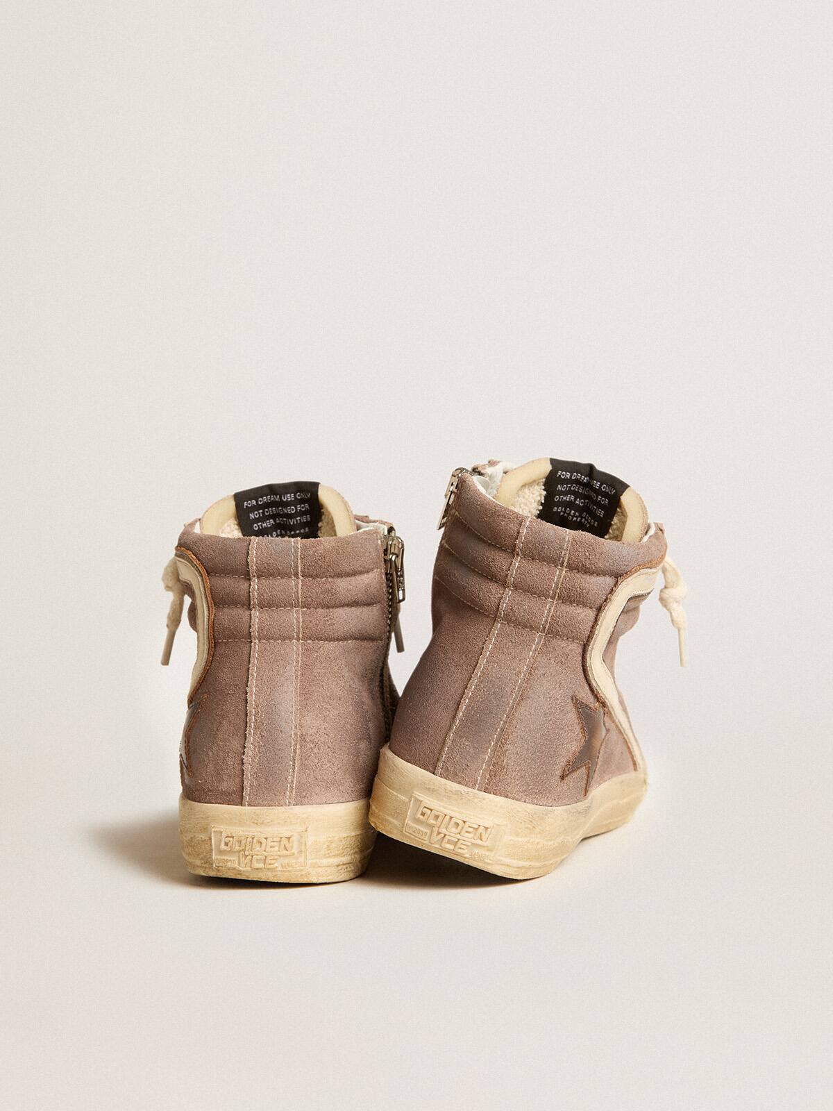 Women's Slide LTD in brown suede with leather star and flash