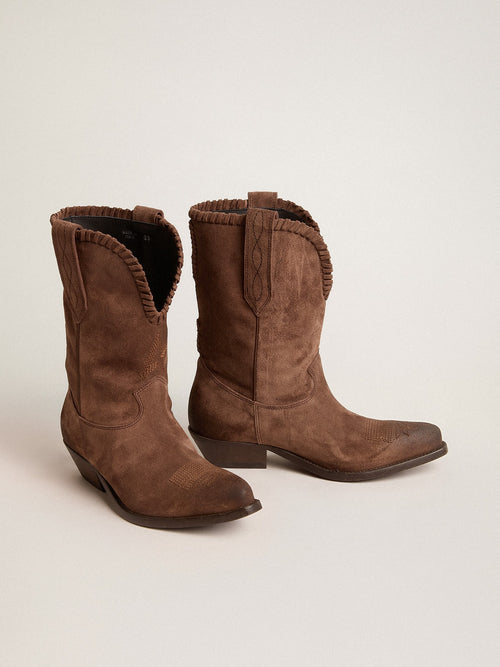 Low Women¡¯s boots in dark brown washed suede
