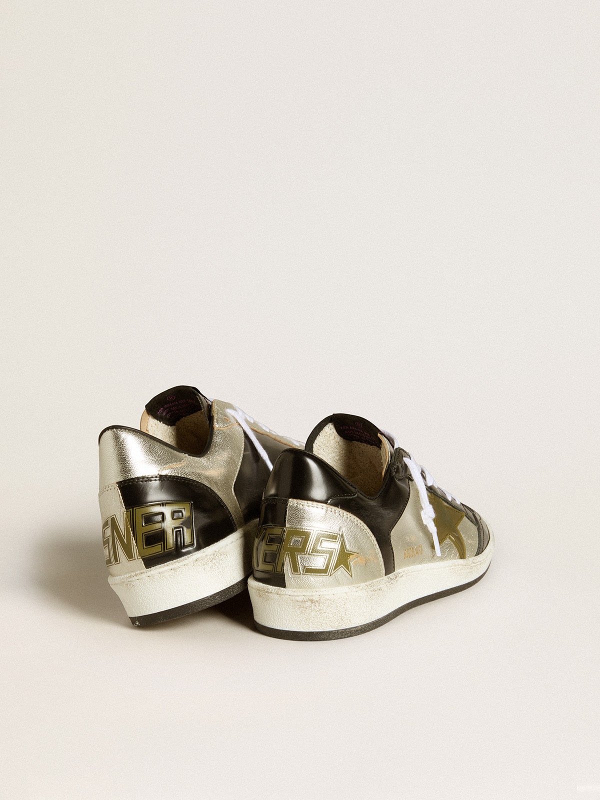 Women's Ball Star LAB in silver leather with brown leather star and black heel tab