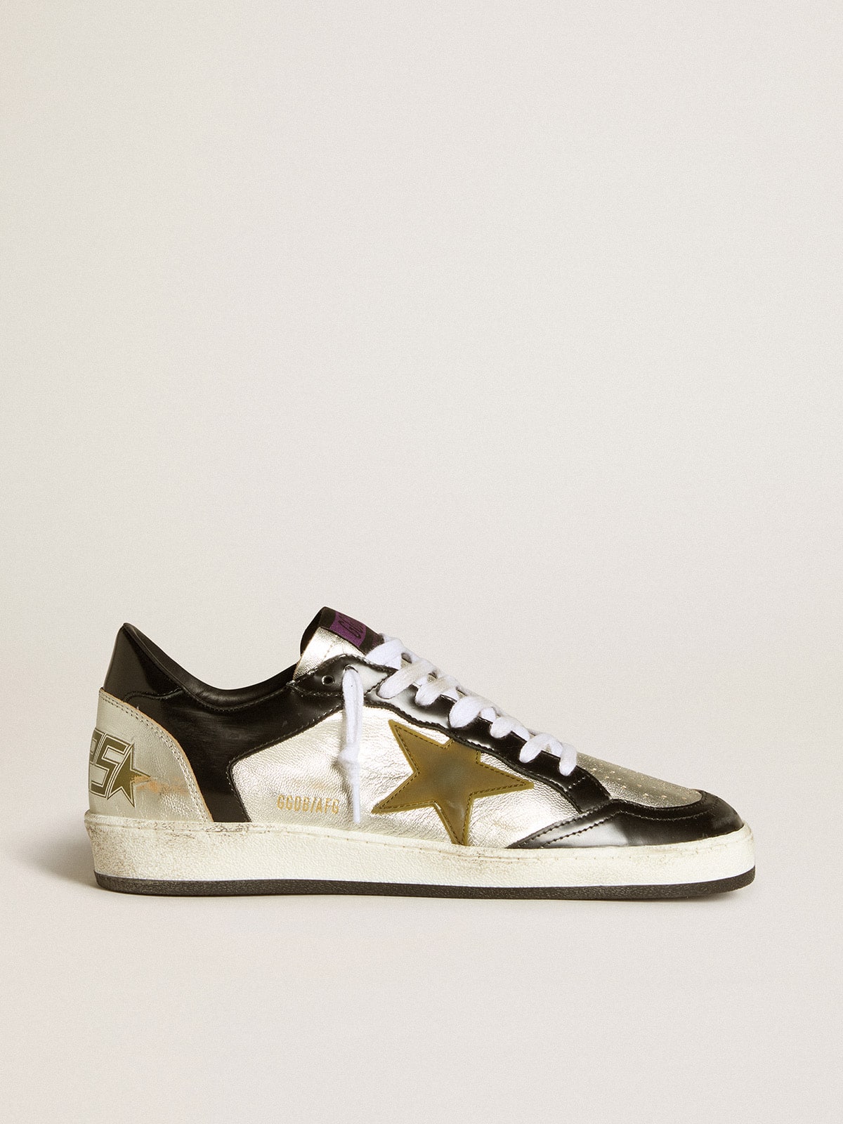 Women's Ball Star LAB in silver leather with brown leather star and black heel tab