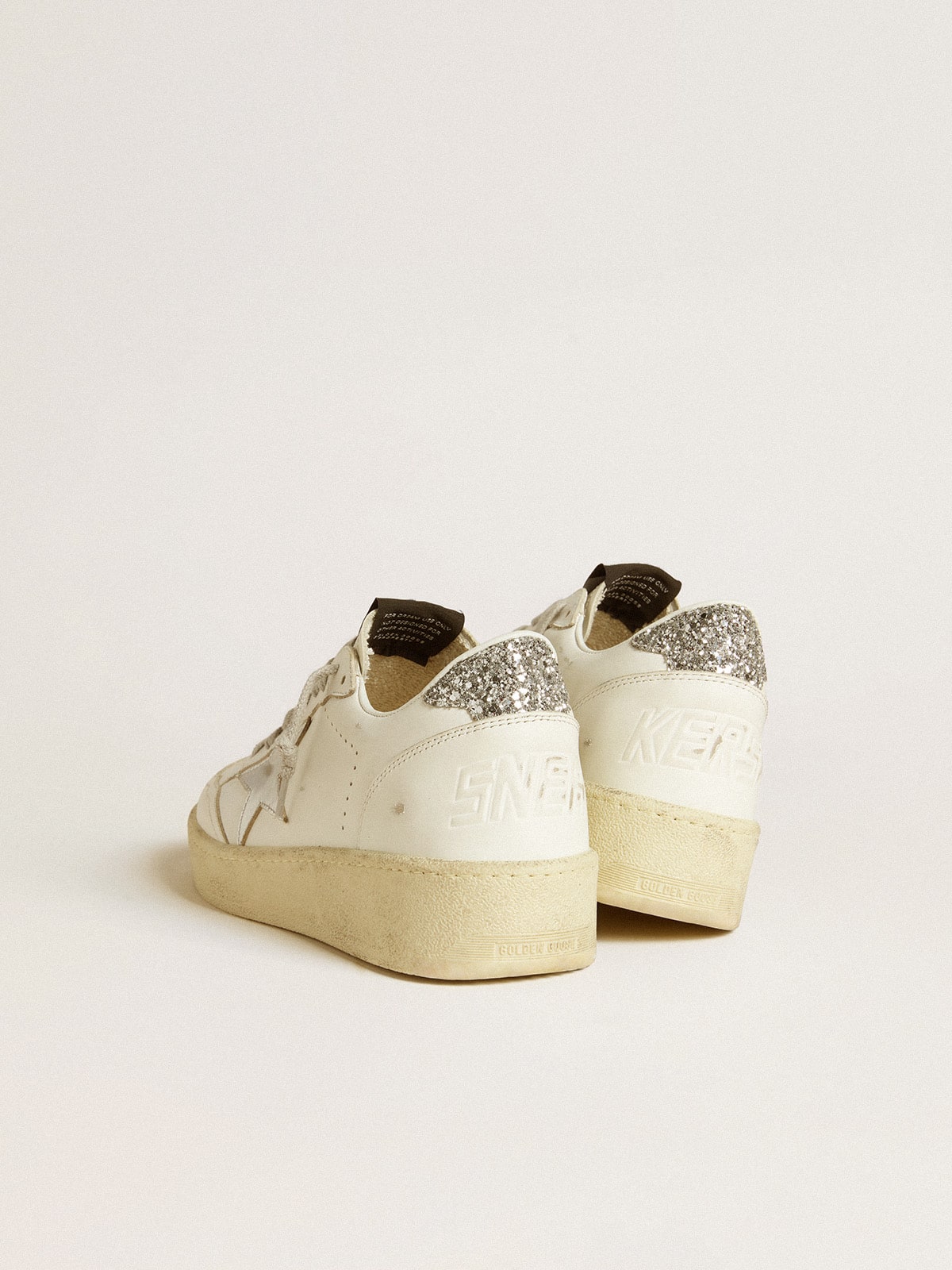 Women's Ball Star with silver leather star and silver glitter heel tab