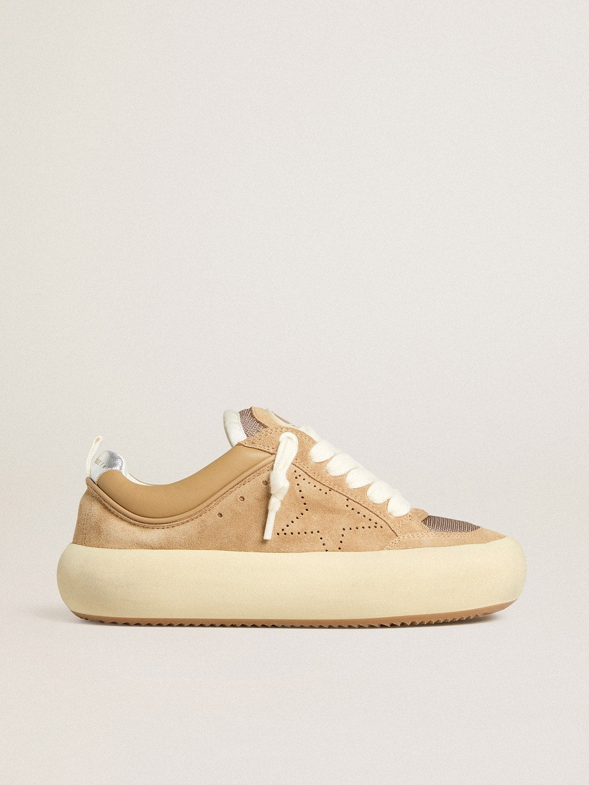 Women's Space-Star Cube in tobacco suede with perforated star