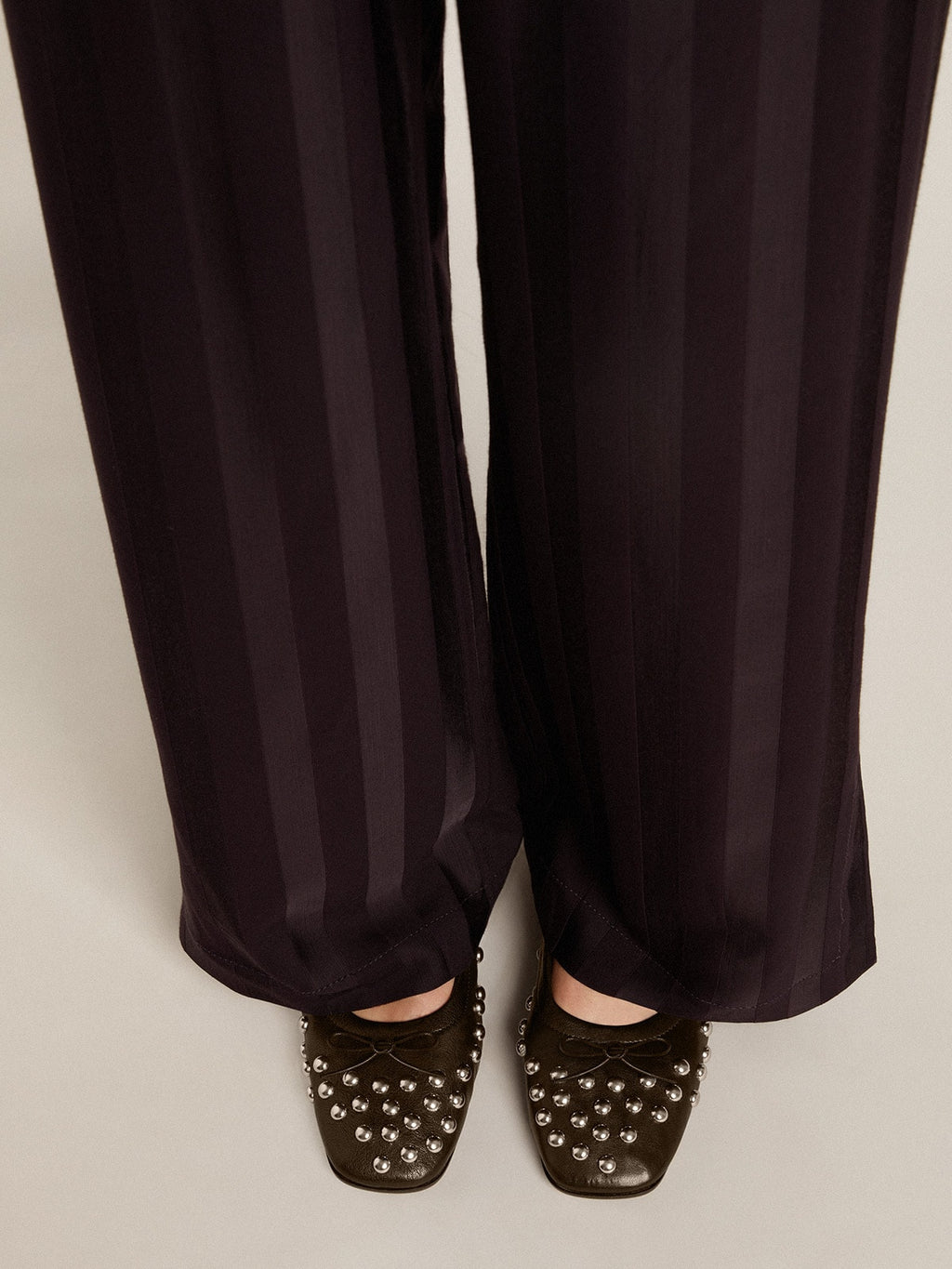 Amy ballet flats in black nappa leather with silver colored studs