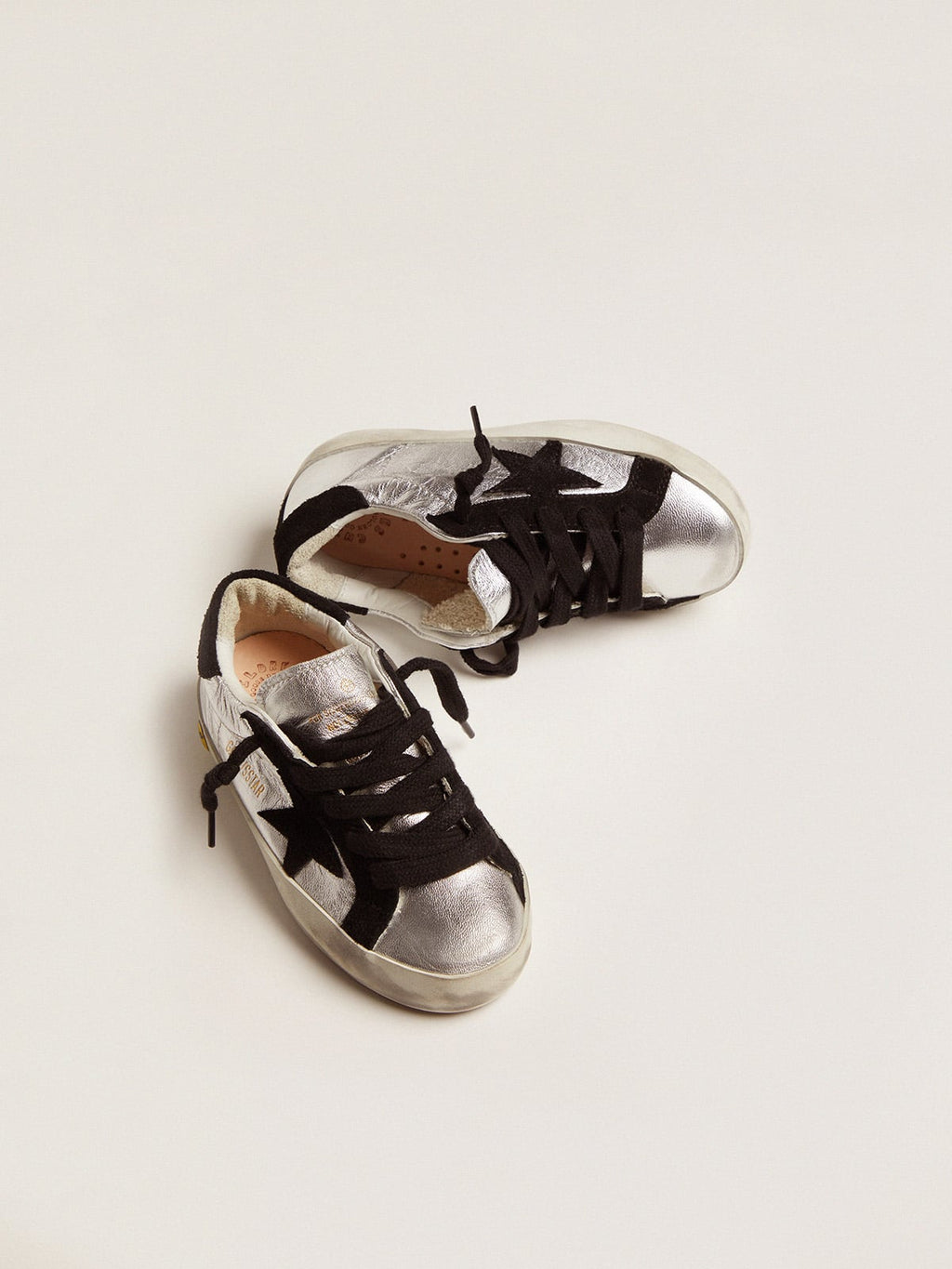 Super-Star sneakers in silver leather with suede inserts