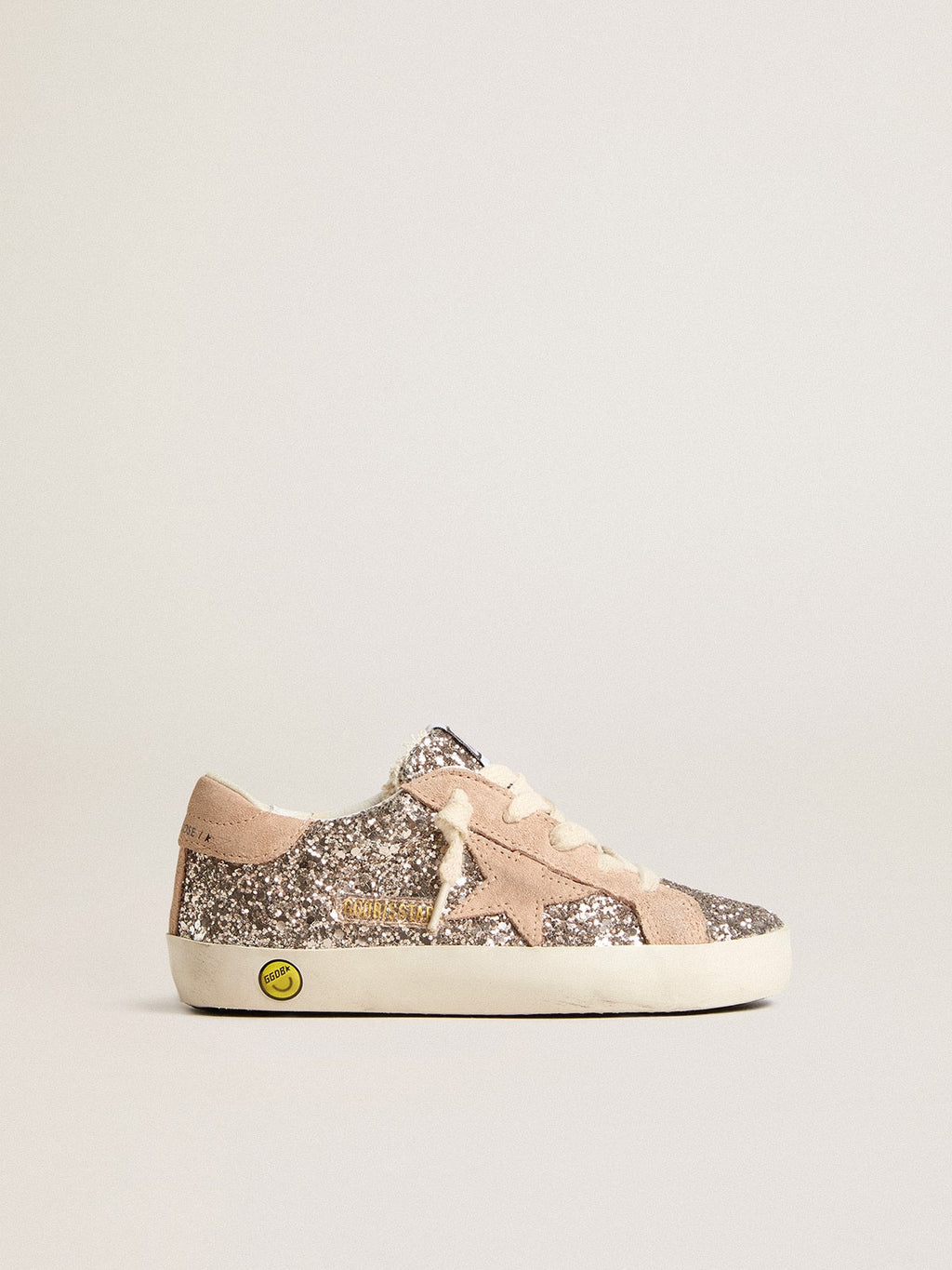 Young Super-Star in glitter with suede star and heel tab