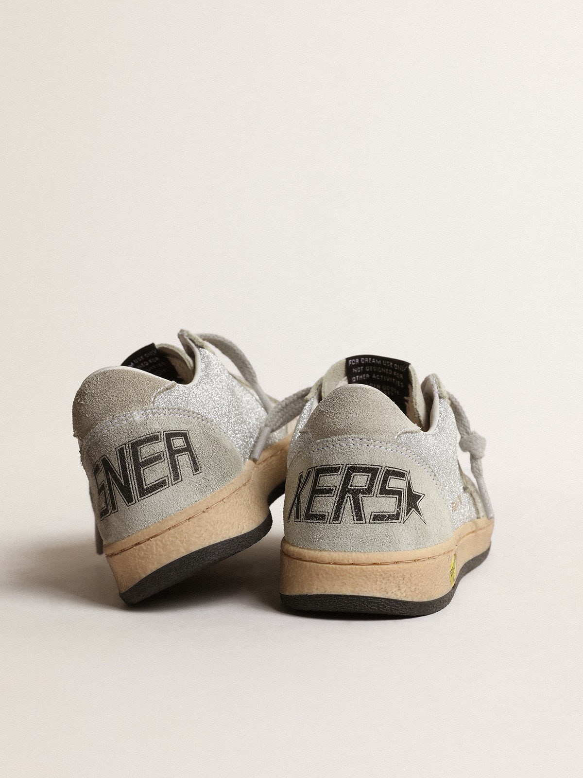 Ball Star Young in glitter with ice-gray suede inserts