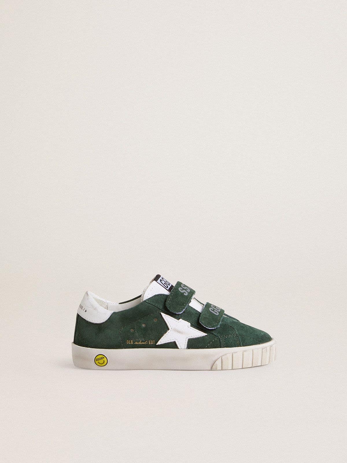 Old School Young in green suede with white leather star and heel tab